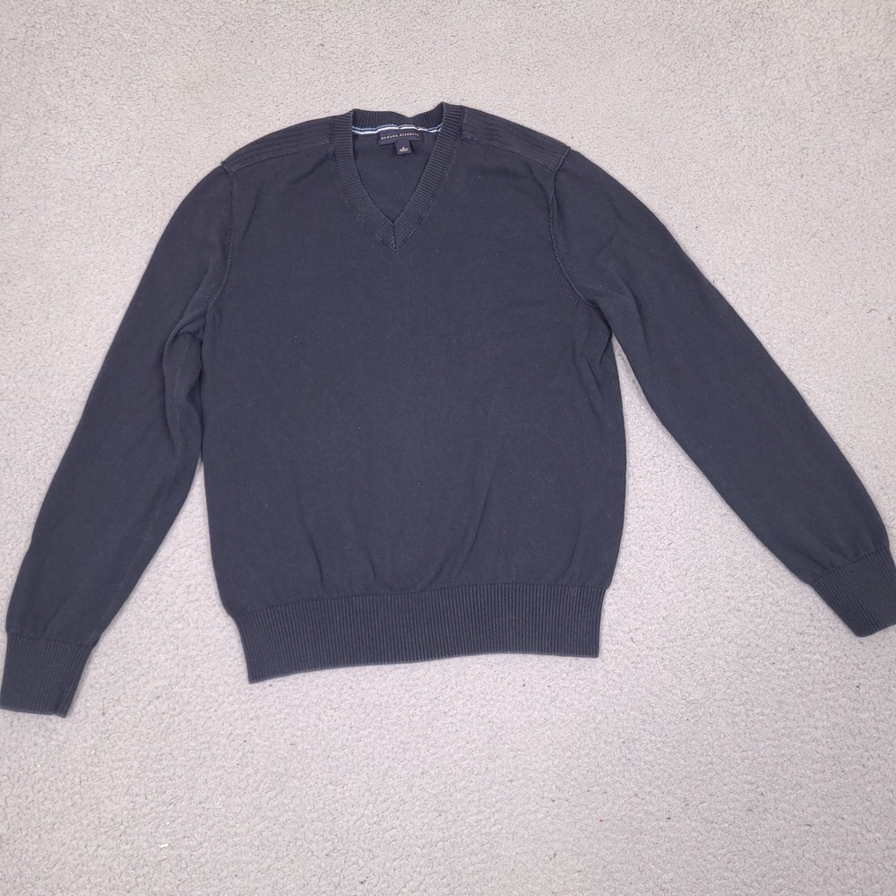Banana Republic Mens Cotton Cashmere V-Neck Sweater Small Black Pullover